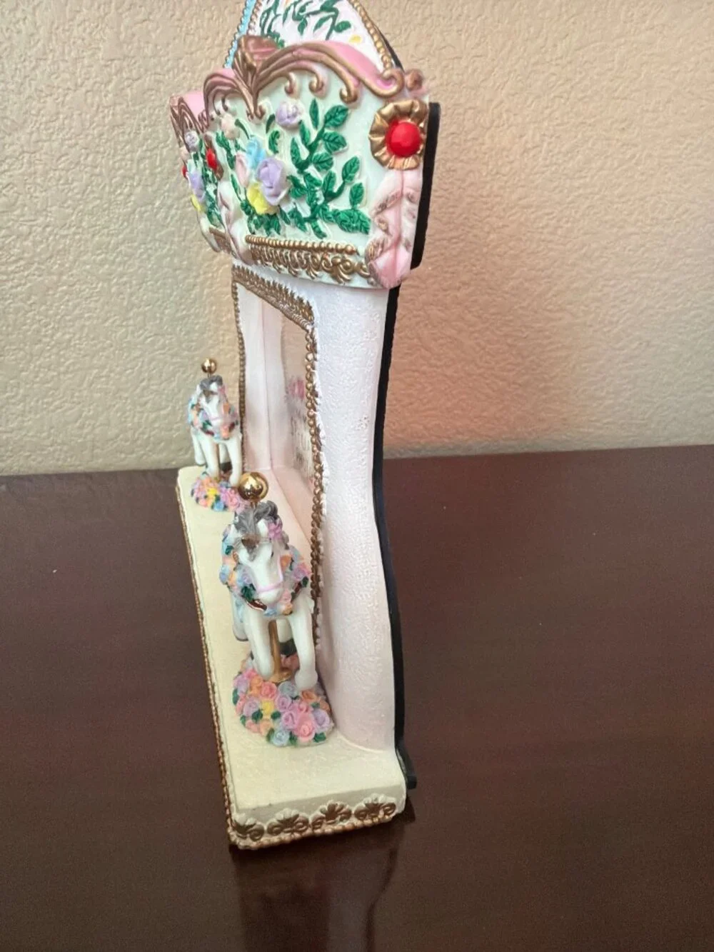 HERCO Carousel Unicorn Photo Frame Pastel Floral Roses Nursery Decor NOS